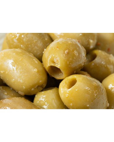 Olives vertes halkidiki au citron et Harissa 100gr Olives vertes halkidiki au citron et Harissa 100gr