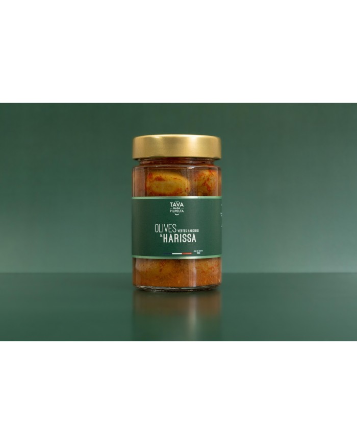 Olives vertes Halkidiki & Harissa 100gr