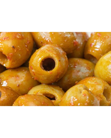 Olives vertes Halkidiki & Harissa 100gr Olives vertes Halkidiki & Harissa 100gr